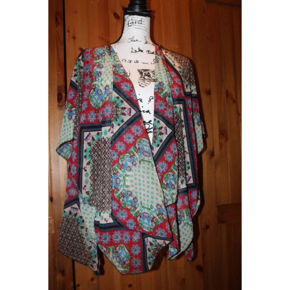 Band of Gypsies Short Kimono Red/Green/Blue Size S/M - Picture 2 of 9